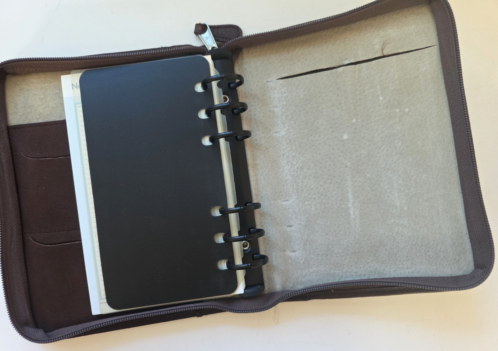 Franklin Covey Brown Top Grain Cowhide Leather Classic Full Zip Binder 6 Ring