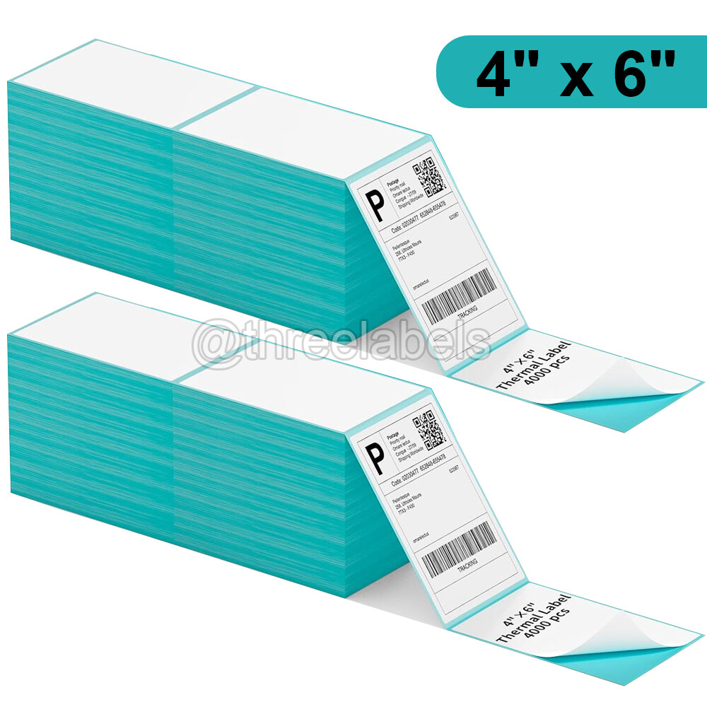 4000 Fanfold 4″ x 6″ Direct Thermal Shipping Barcode Labels for Zebra & Rollo US