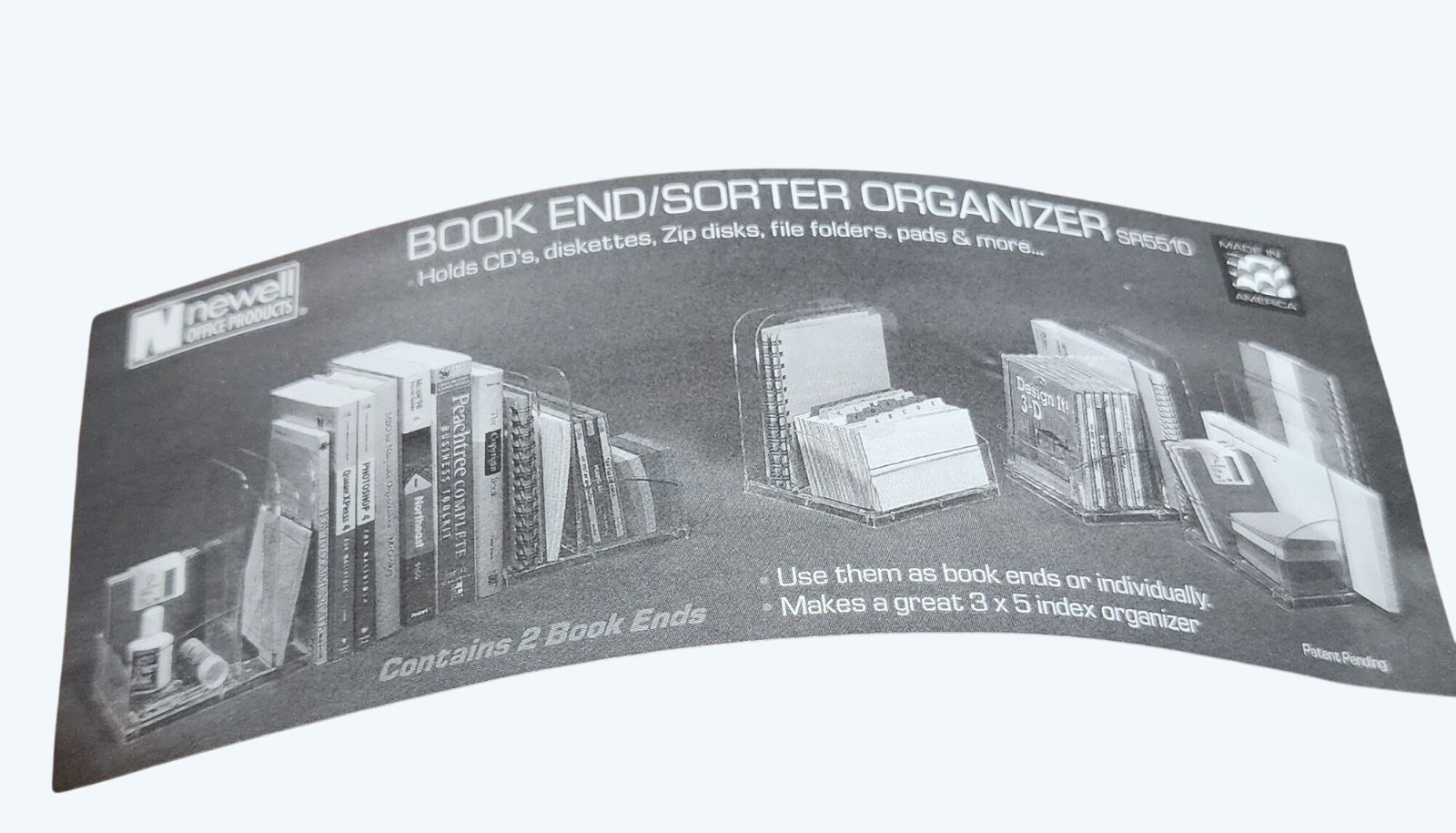 Clear Acrylic Book End/Sorter Organizer Pair By Newell Office Products