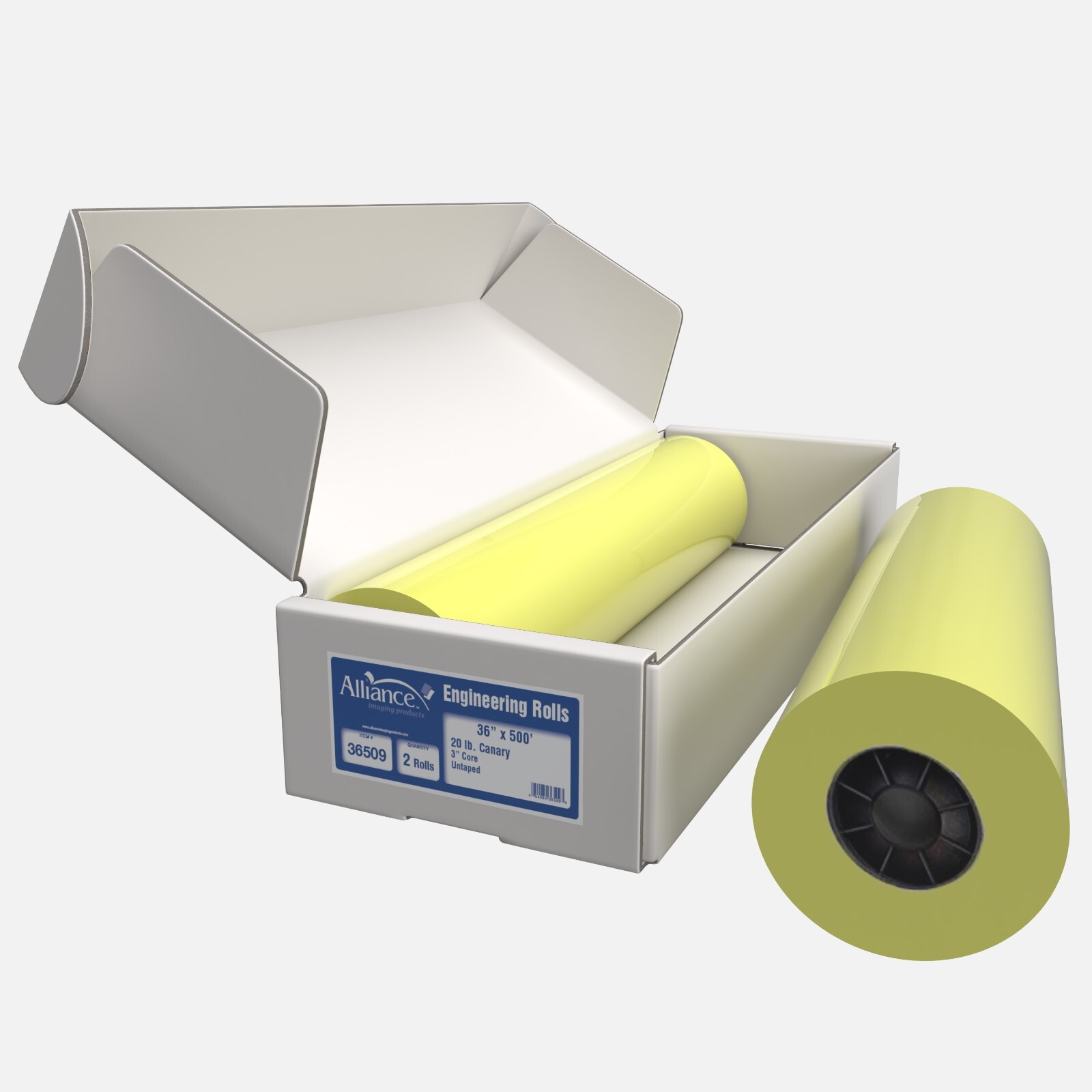 Alliance Wide Format Paper 36″ x 500′ Yellow Bond Engineering 20lb | 2 Rolls