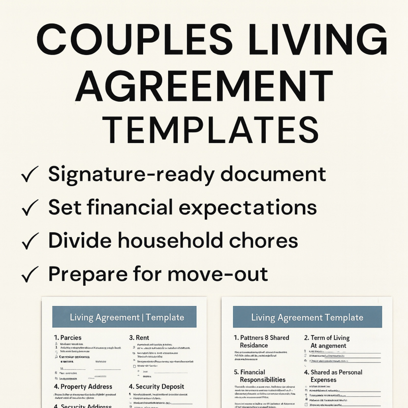 Roommate Agreement Template Editable PDF Word Instant Download