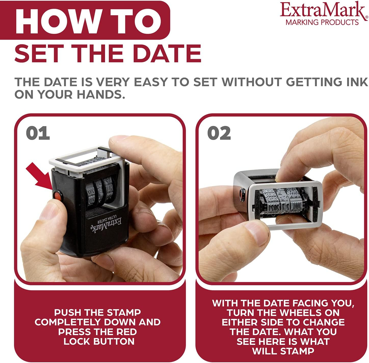 Super Dater Ink Stamp – Self-Inking Rubber Date Stamper – for Documents, Library