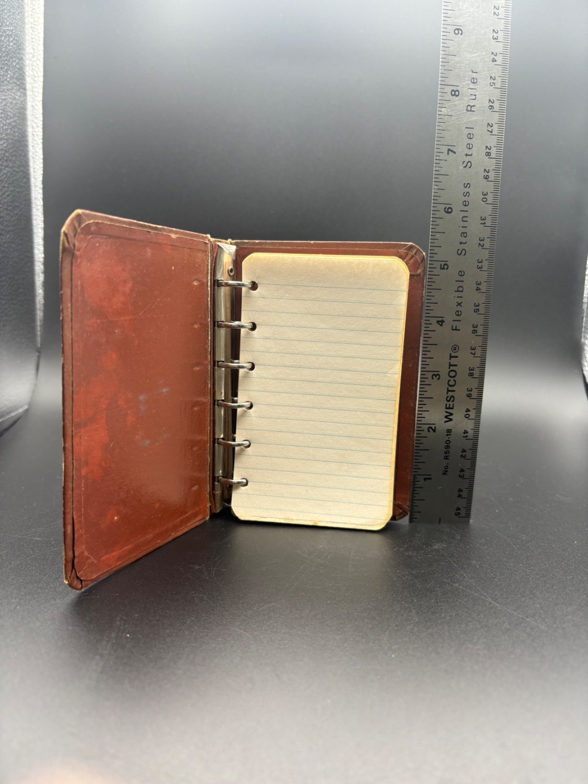 Antique Brown Mini 6 Ring Notebool Journal Vintage Binder