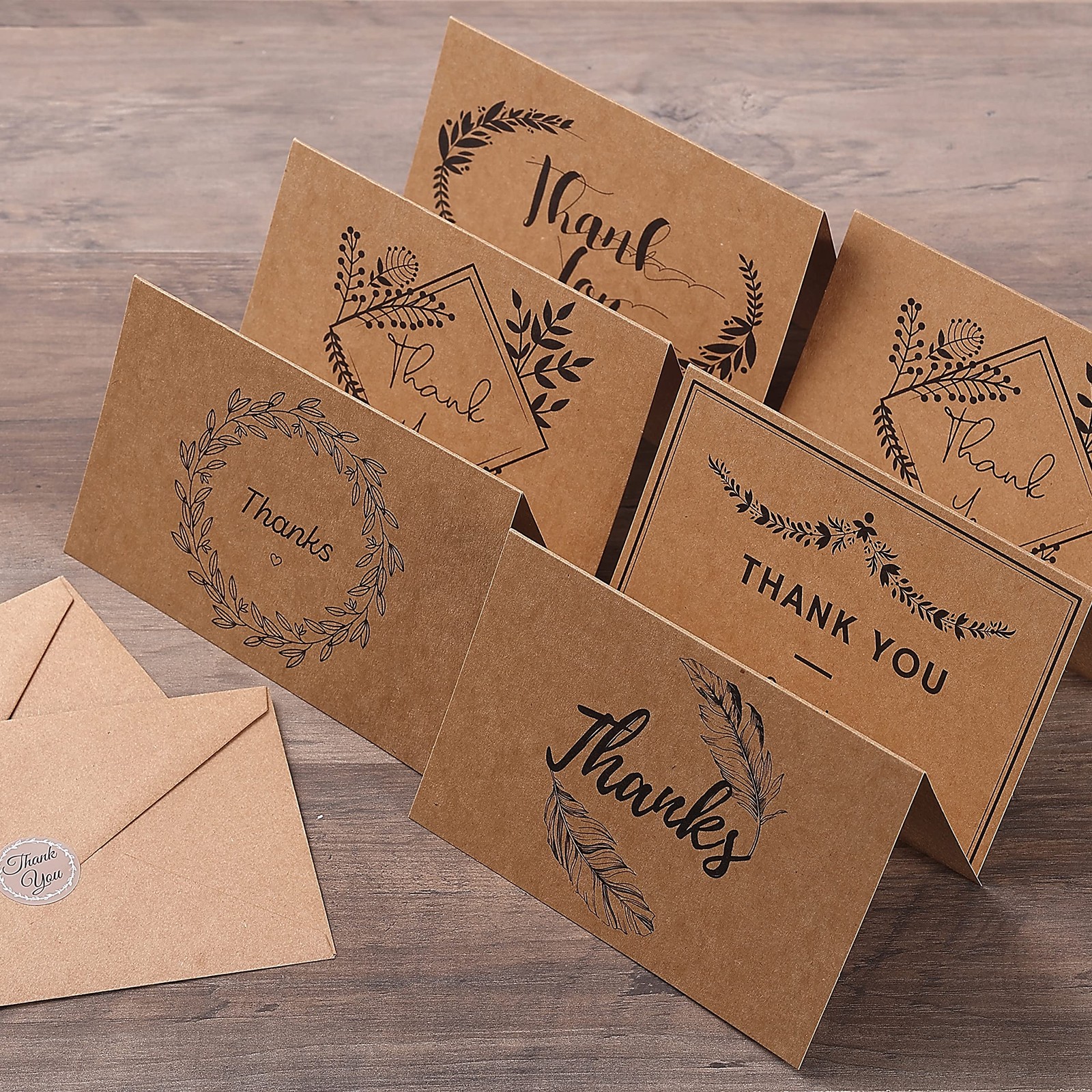 Mr. Pen- Thank You Cards with Envelopes, Brown Kraft 4 x 6,