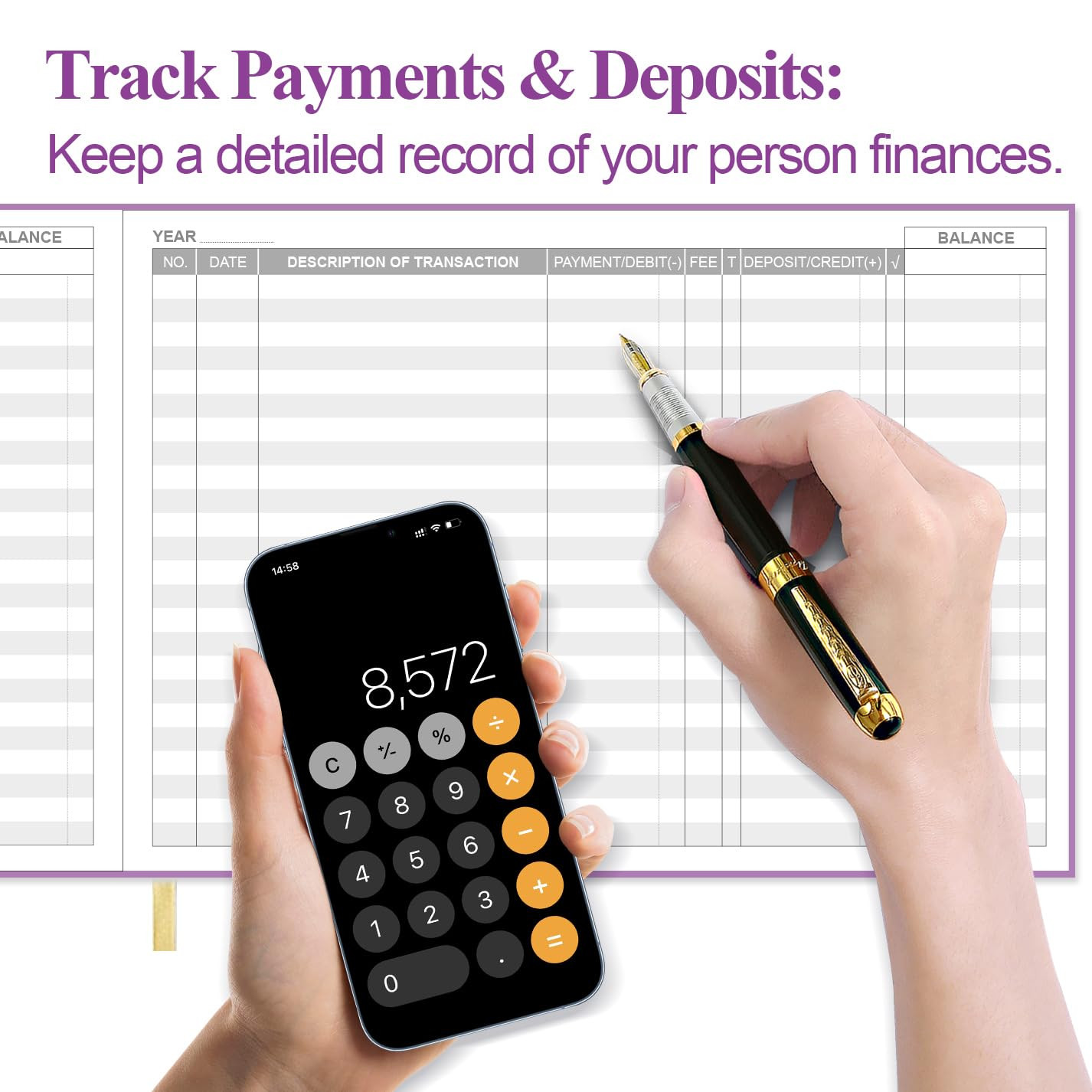 Heveboik Check Registers for Personal Checkbook – 7″ x 10″ Checkbook Register fo