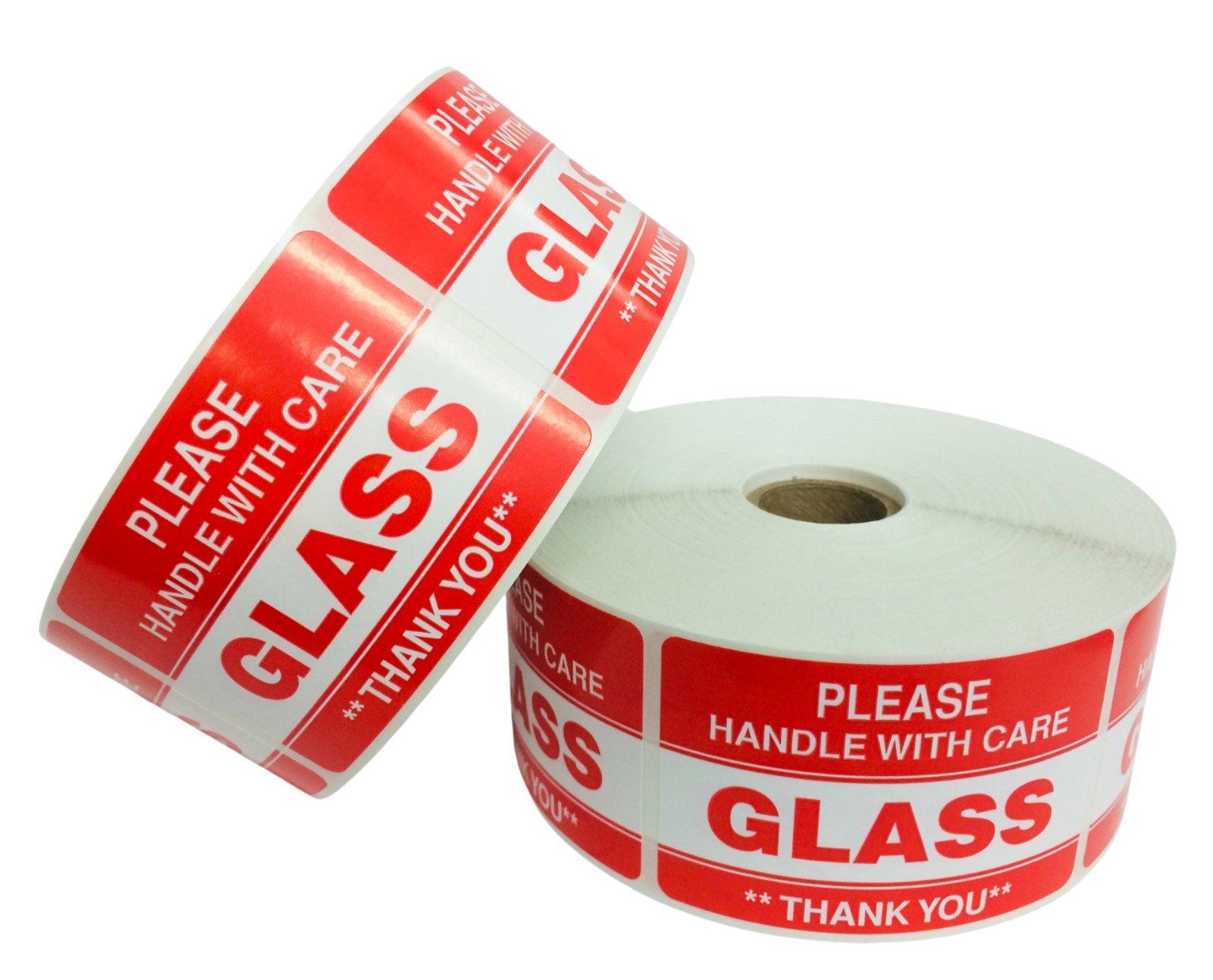 Please Glass Stickers | Fragile Thank You | Peel & Stick | 2″x3″ | 500 Labels