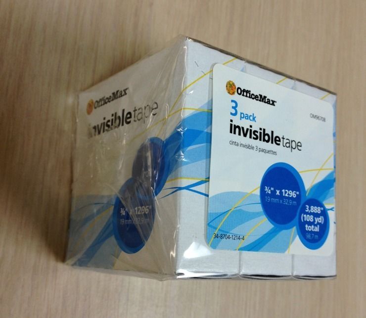 12 Office Max 3/4″ Invisible Boxed Tapes. Four 3 Packs