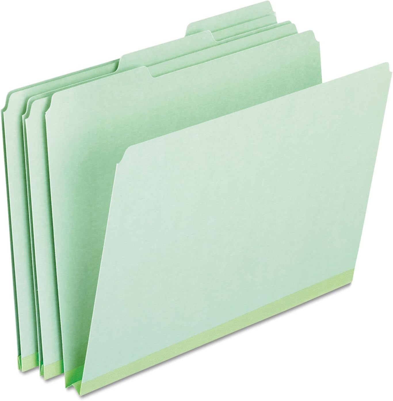 17167 Pressboard Expanding File Folders 1/3 Cut Top Tab Letter Green Box of 25