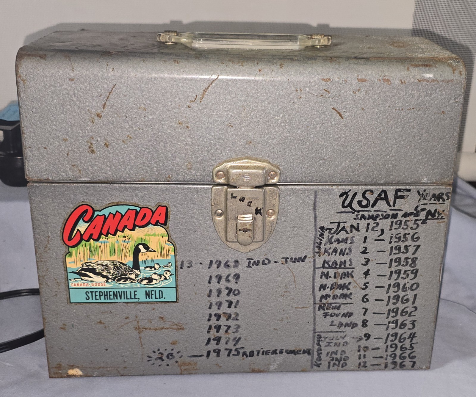 Cold War Era Amberg Index Co Metal File Box, Amfile, 1950’s USAF Military