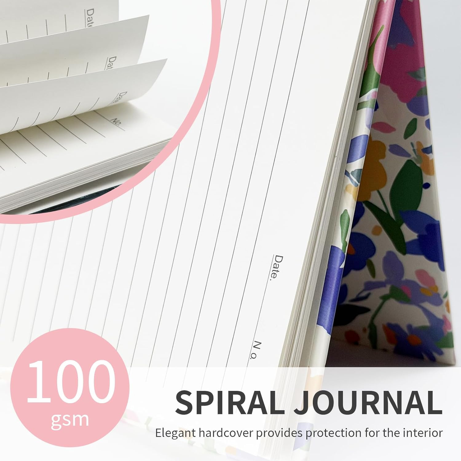 Lined Spiral Notebook Journal for Women ,A5 Hardcover Spiral Journals with 100 G