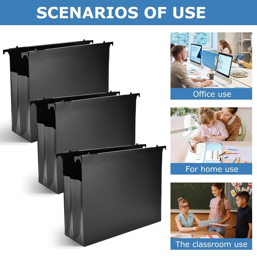 6 Packs Extra Capacity Plastic Hanging File Folders 4″ Expanding Accordian Hook