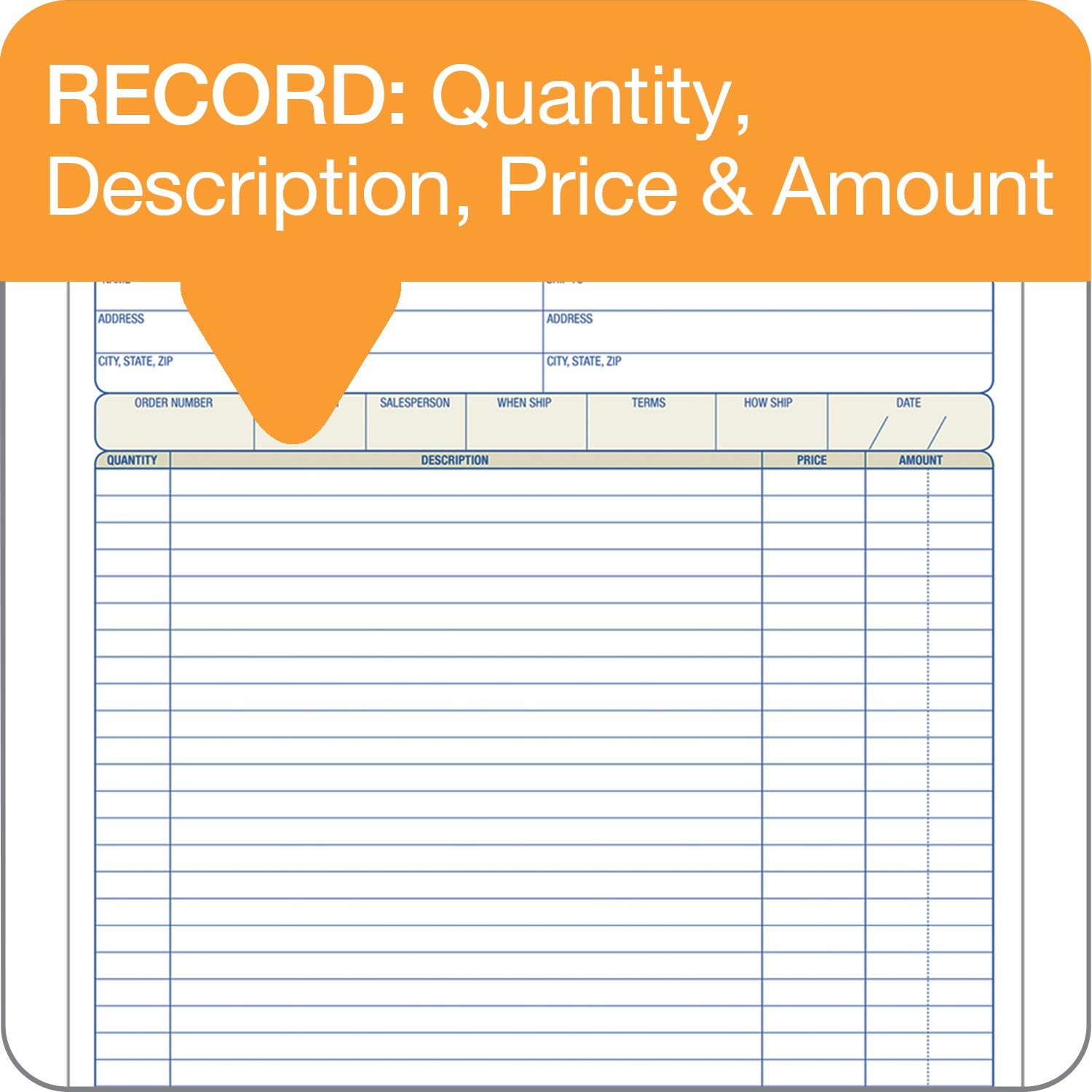 Adams Order Book, Carbonless, White/Canary/Pink, 3-Part, 8-3/8 x 10-11/16 Inches