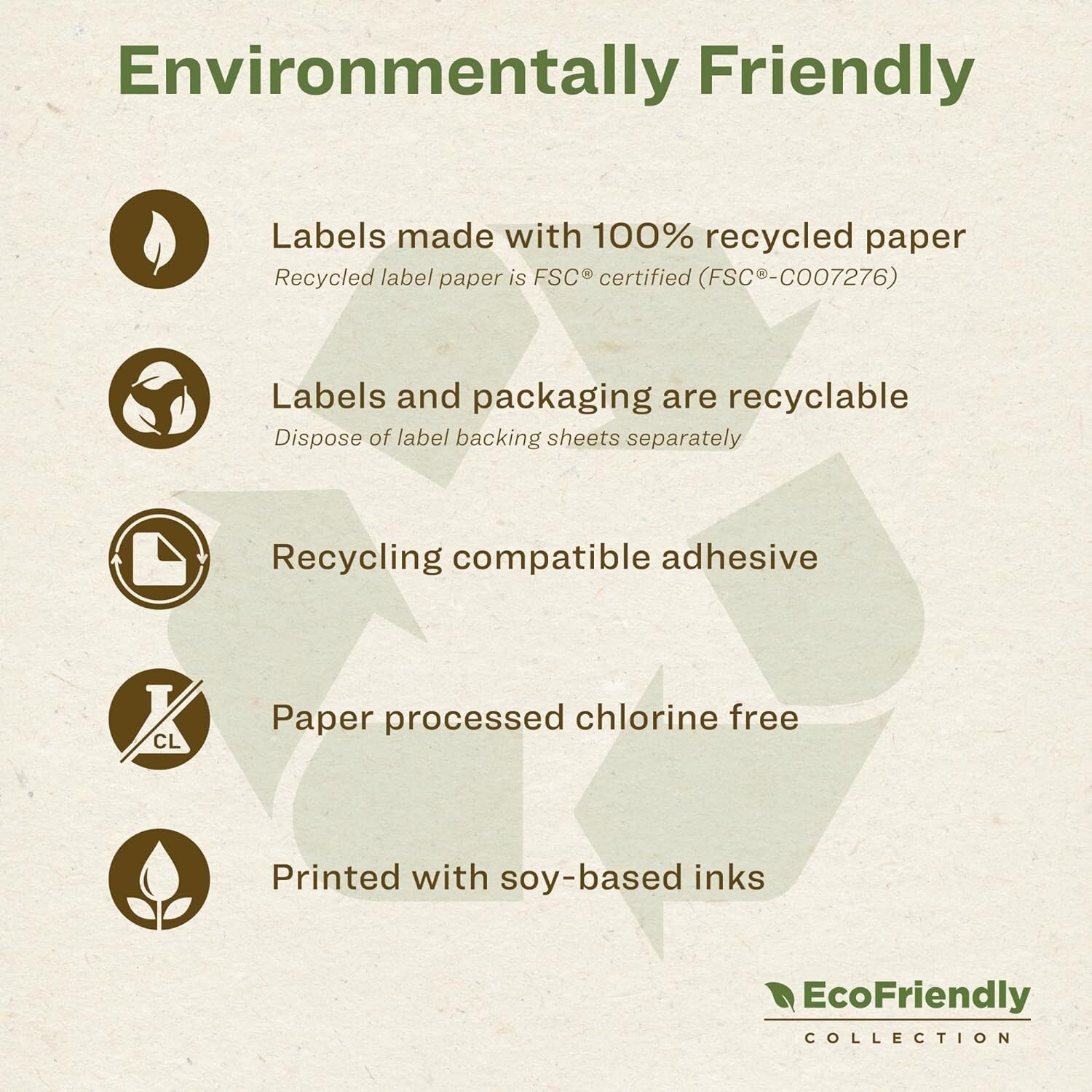 Avery 48160 address labels white ecofriendly recycled laser inkjet 1 x 2-5/8 750