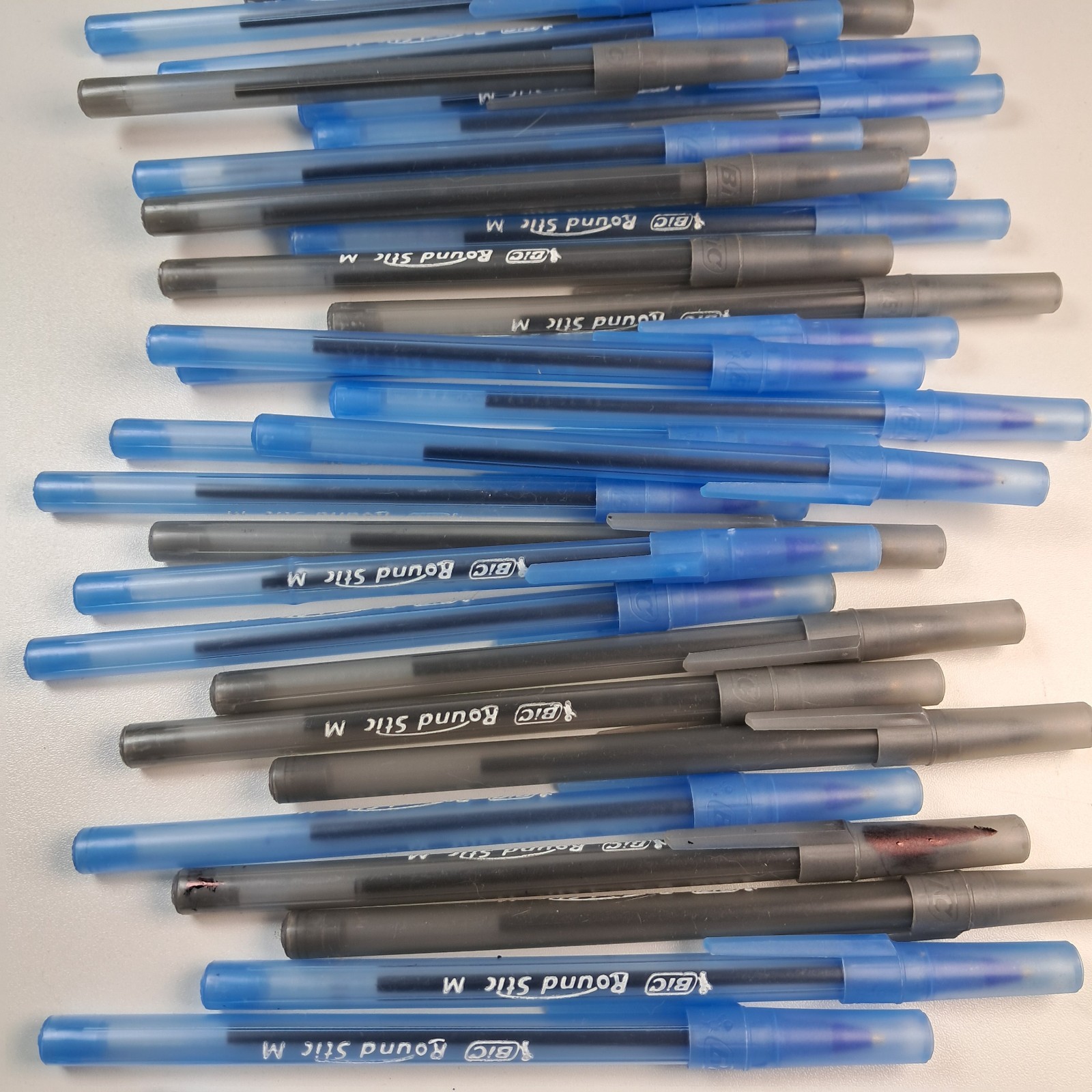 200 LOT BIC Round Stic Pens Medium Blue Black Ultra Grip Assorted