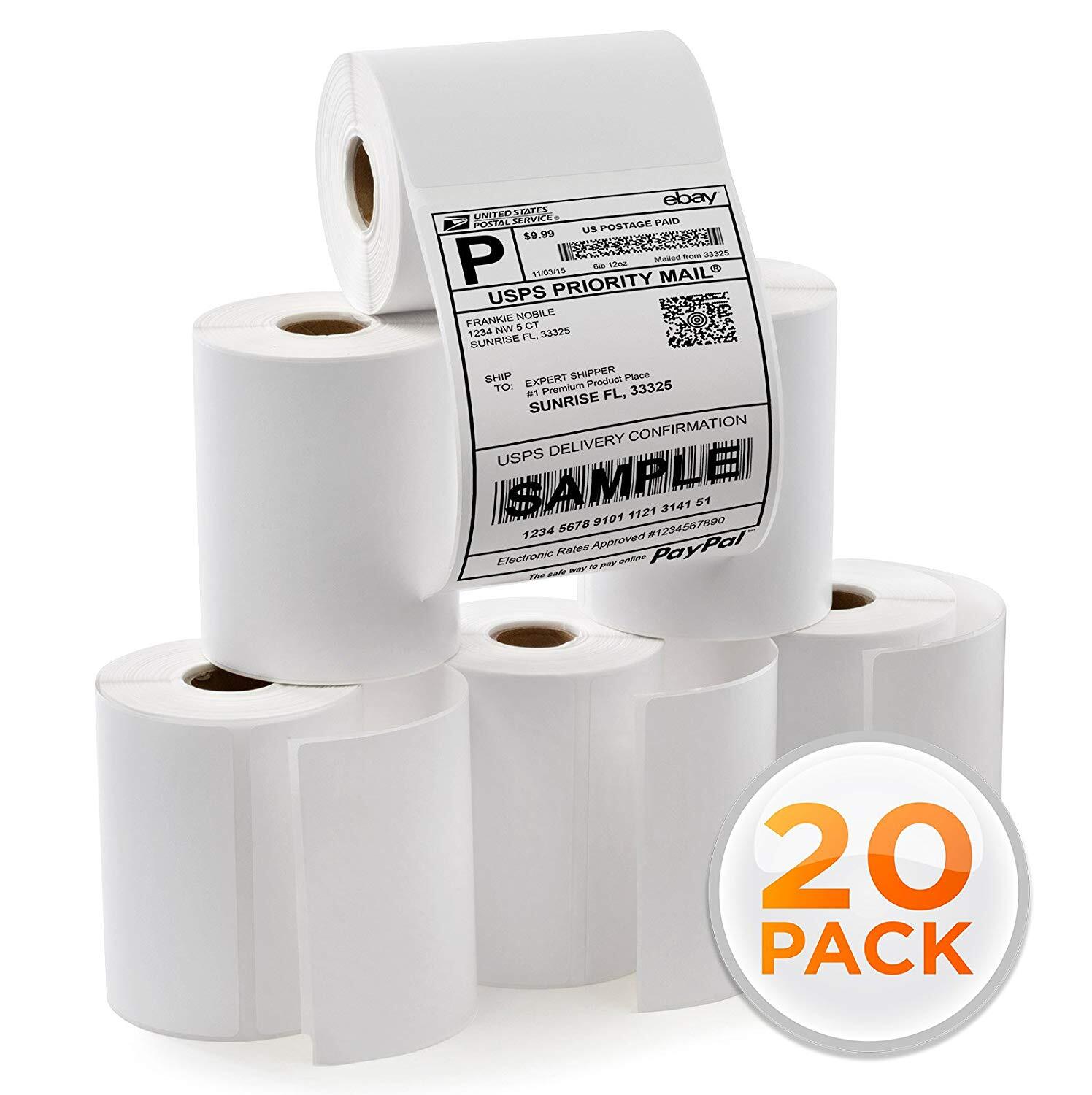 20 Rolls Direct Thermal Shipping Labels 250/Roll 4×6 For Zebra LP2844 ZP450