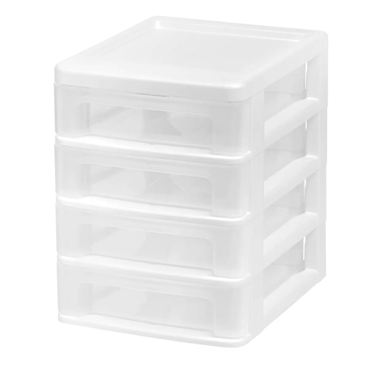 4 Drawer Desktop Organizer Storage Cabinet Plastic Stackable White