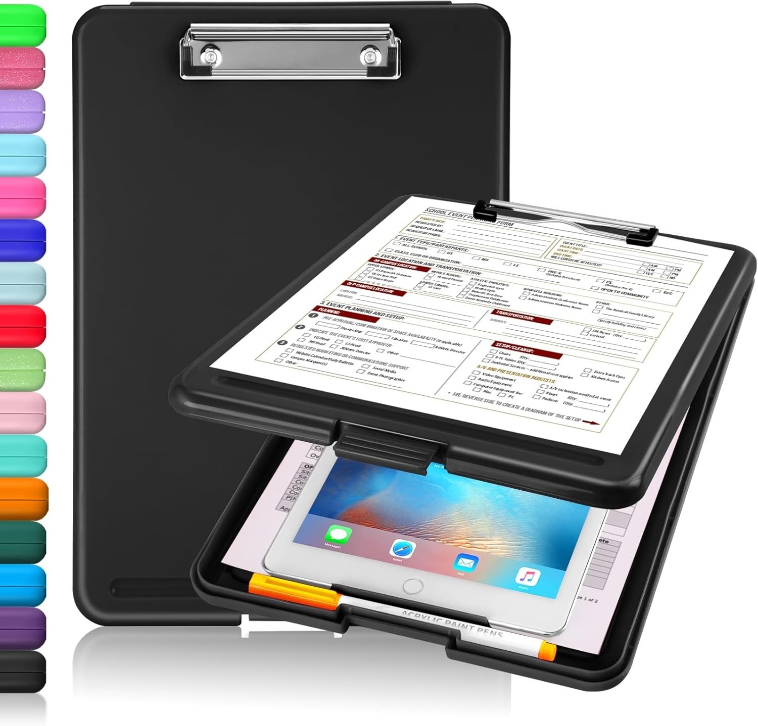 Hinged Clipboard Case with Low-Profile Clip for Easy Document Management – Black