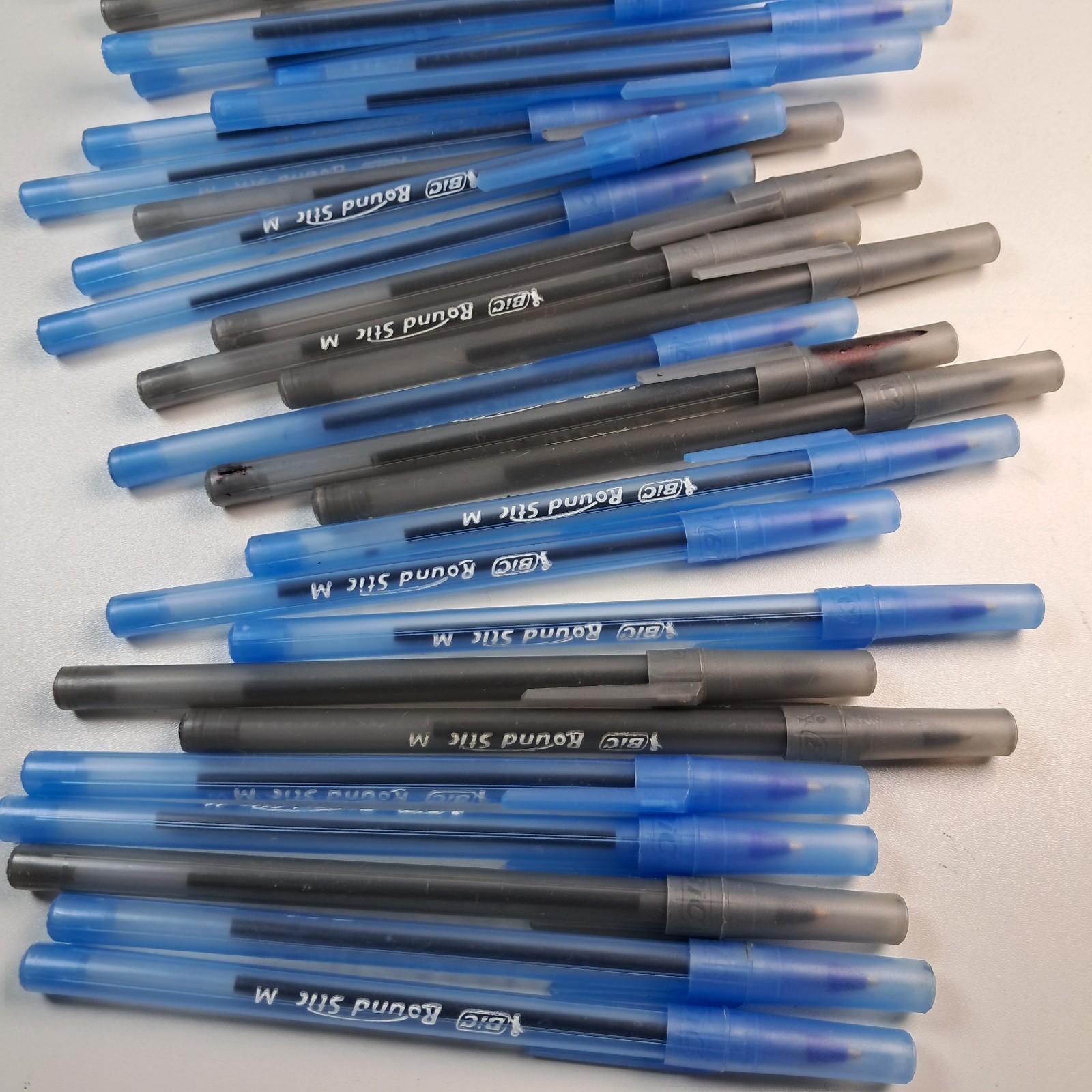 200 LOT BIC Round Stic Pens Medium Blue Black Ultra Grip Assorted