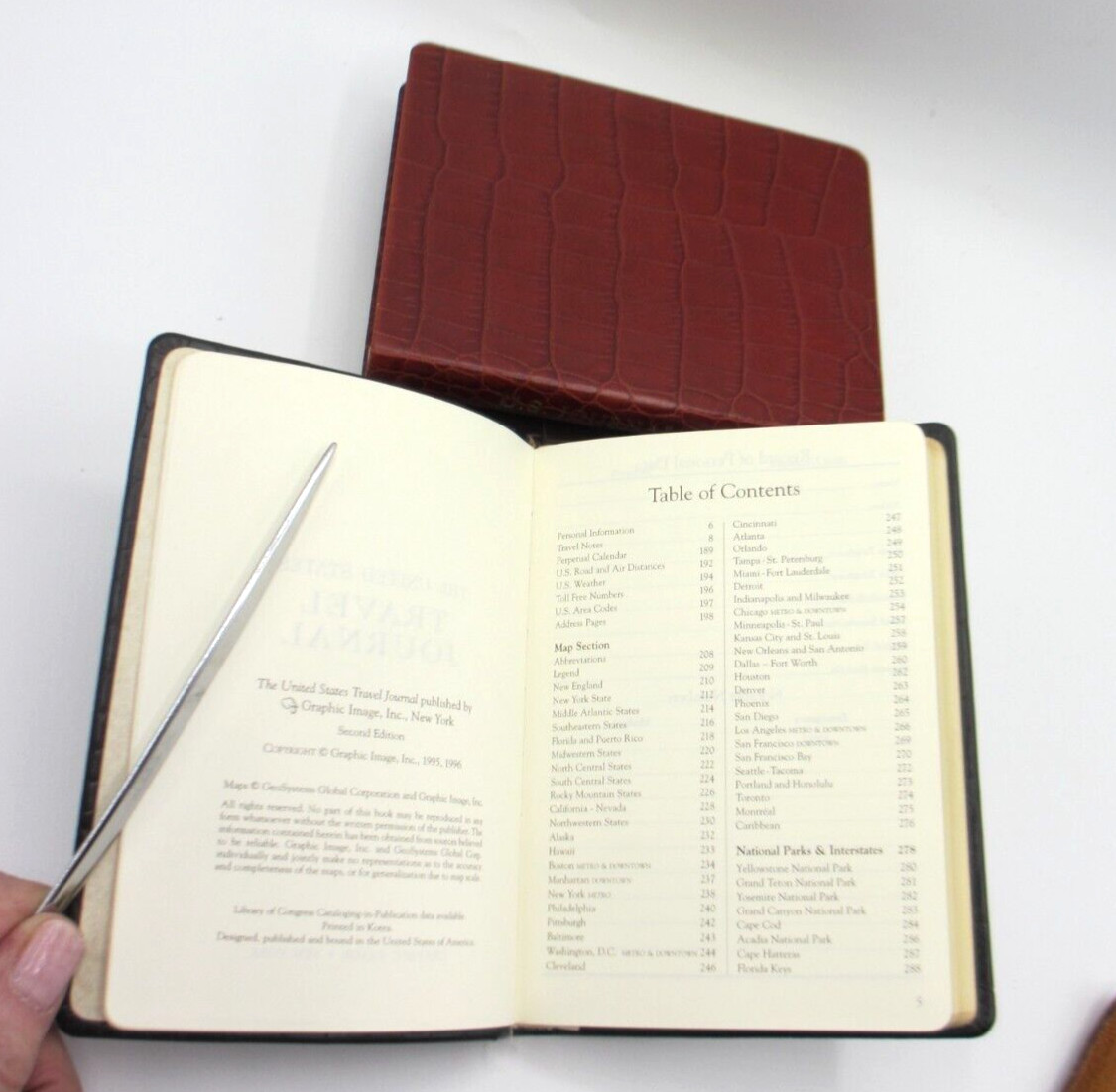 United States Travel Journal 6″ Soft Leather Cover Graphic Image 1995 Croc RED