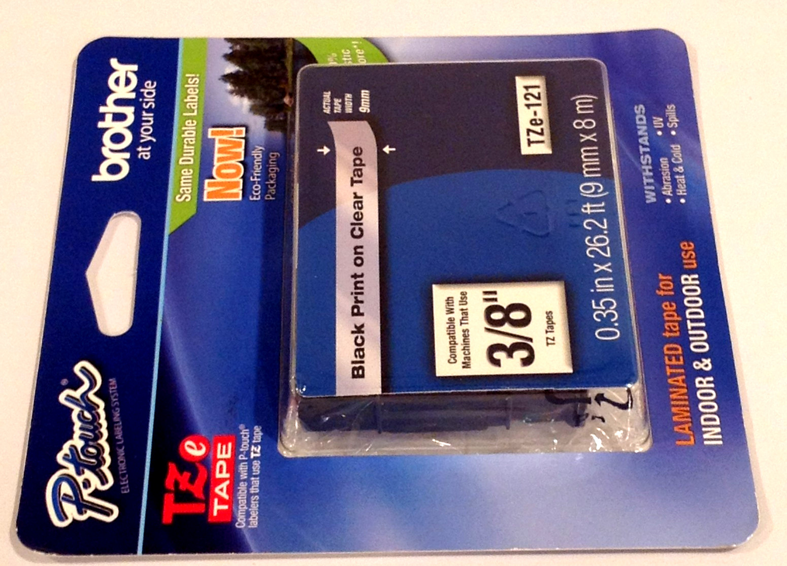 Brother P-Touch TZe-121 BLACK on CLEAR Tape 3/8″ X 26.2′ TZe131 PTouch NEW