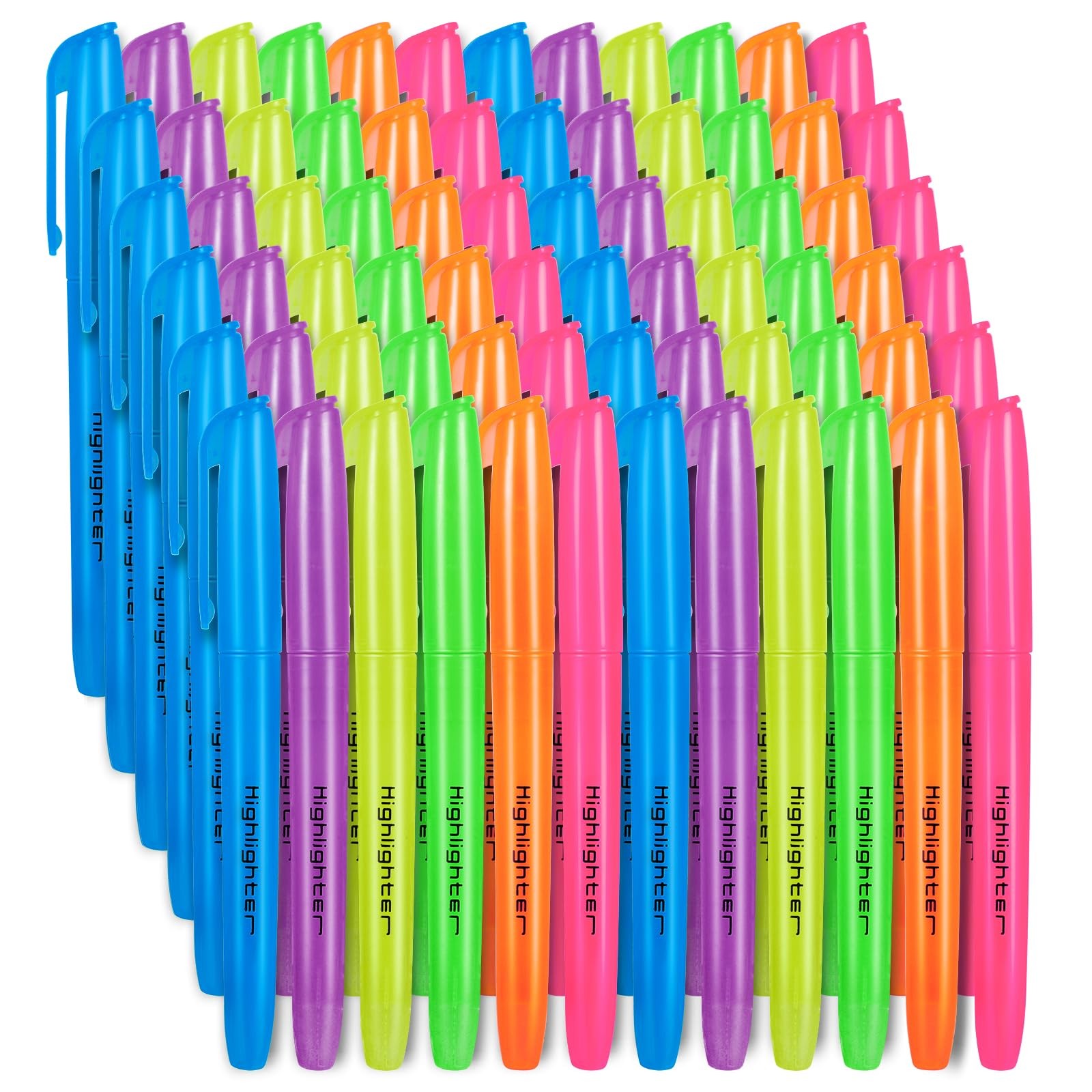 60 Pack Highlighters Bulk Highlighter Assorted Colors 6 Colors Fluorescent Hi…