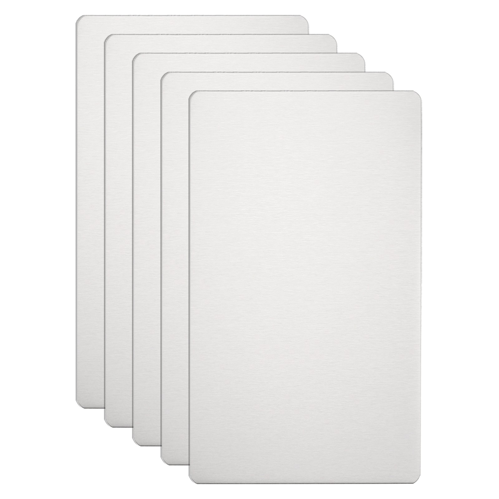 5pcs Metal Business Cards Blanks 3.3x2x0.02 Inch Brushed Laser Engrave Silver