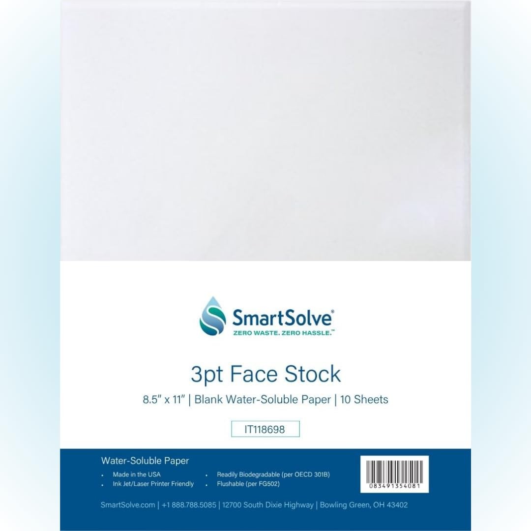 10 Sheets Water Soluble Paper 8.5×11 Printable Biodegradable Craft Paper