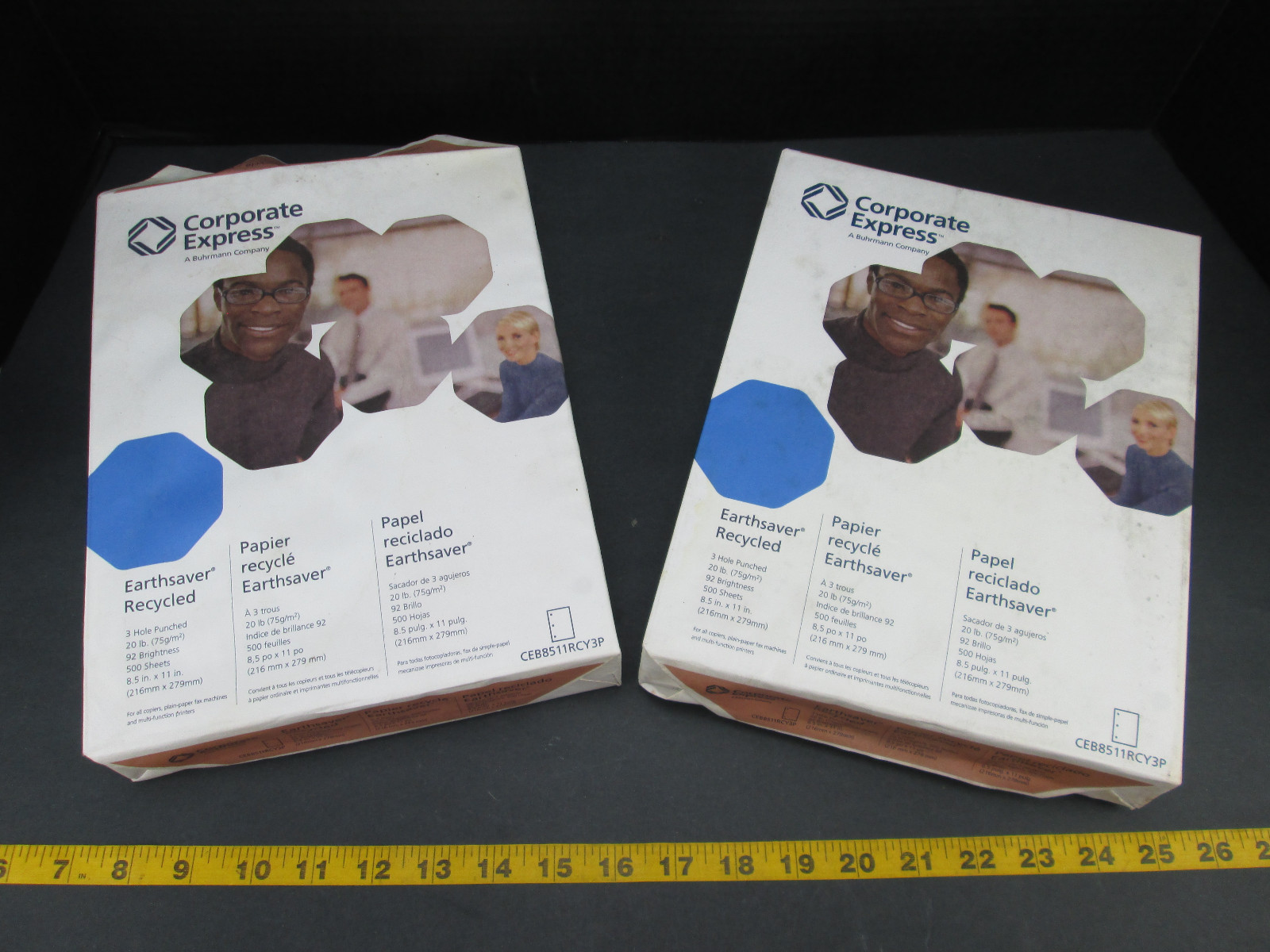 Corporate Express Lot of 2 Reams of Paper Earthsaver Recycled 3 Hole Punched