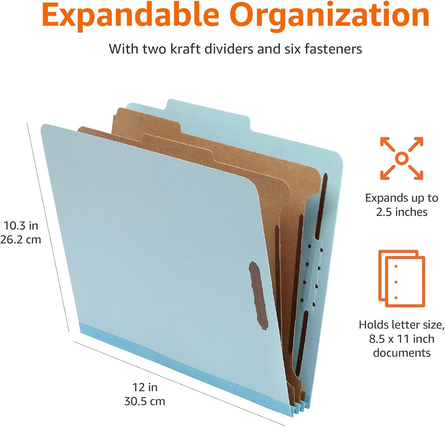 Classification Folder with Prongs, 100% Recycled, 2 Dividers, 2″ Embedded