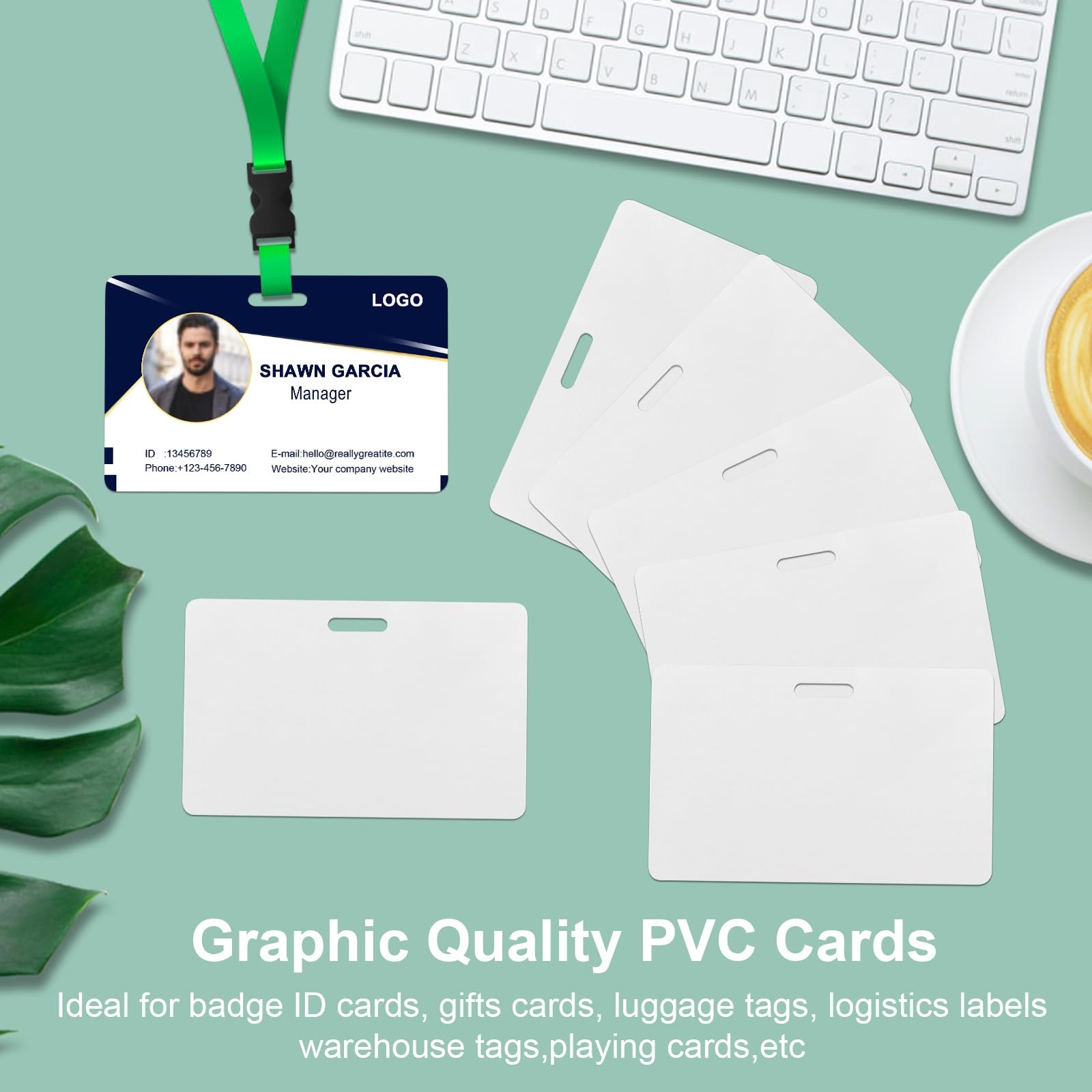 100 Pack Premium Blank PVC Cards with Slot Punch on Long Side – Horizontal Sl…