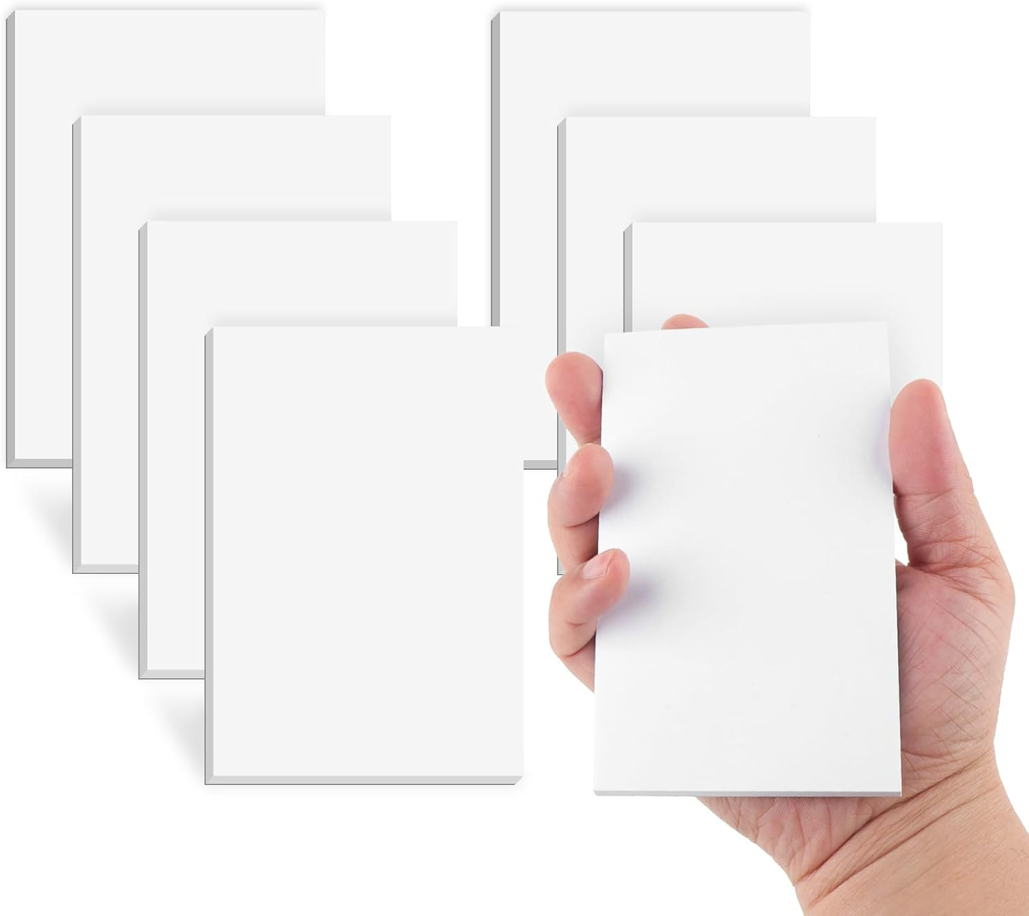 Note Pads 3×5 In, 8 Pack Blank Notepad, White Scratch Pads for Writing, 50 Sh…