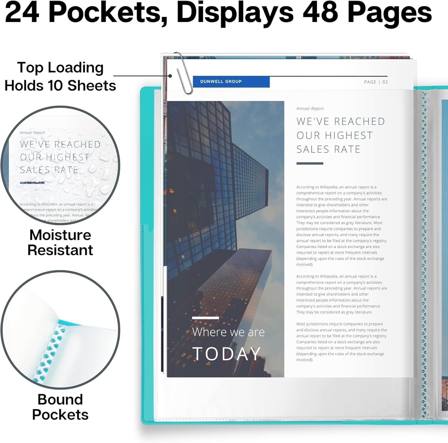 Presentation Binder 24-Pocket, Displays 48 Pages, 8.5×11 Portfolio Binder wit…