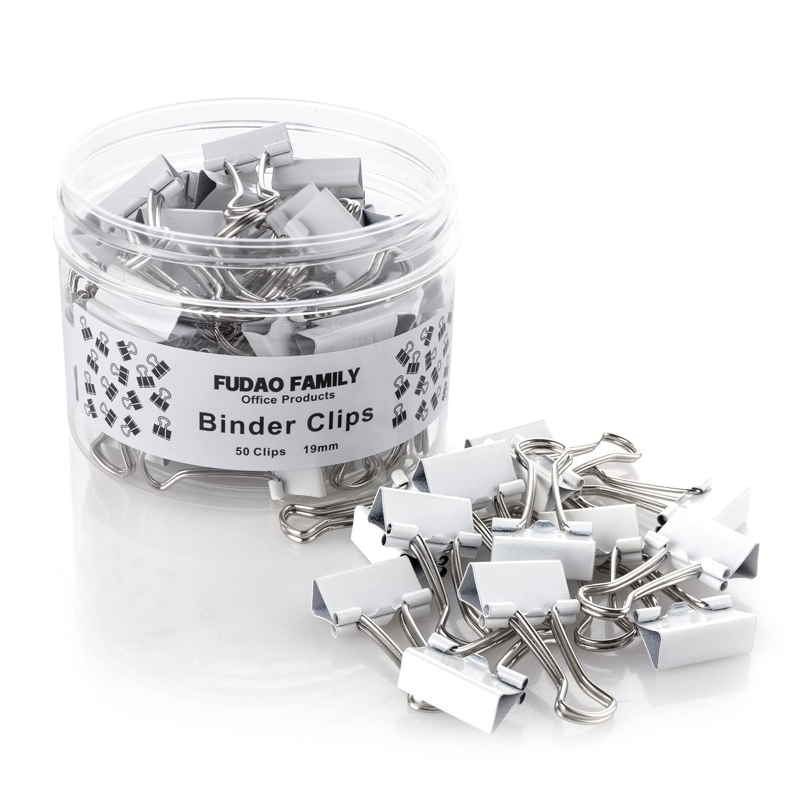 Small White Mini Binder Clips, 3/4 Inch (19mm), 50 Pack