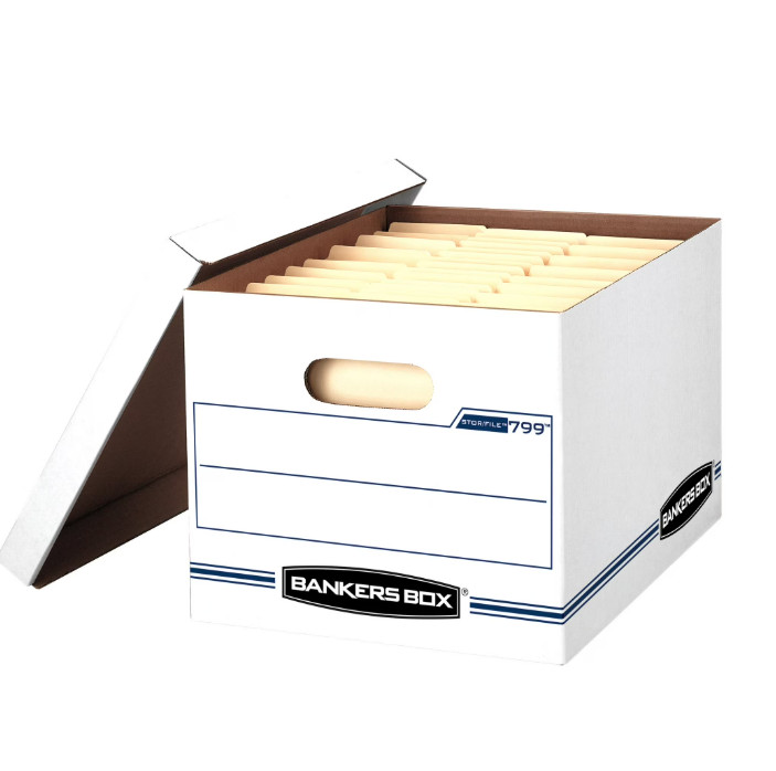Bankers Box Basic Duty Letter/Legal File Storage Box with Lids, 10 Pack, White