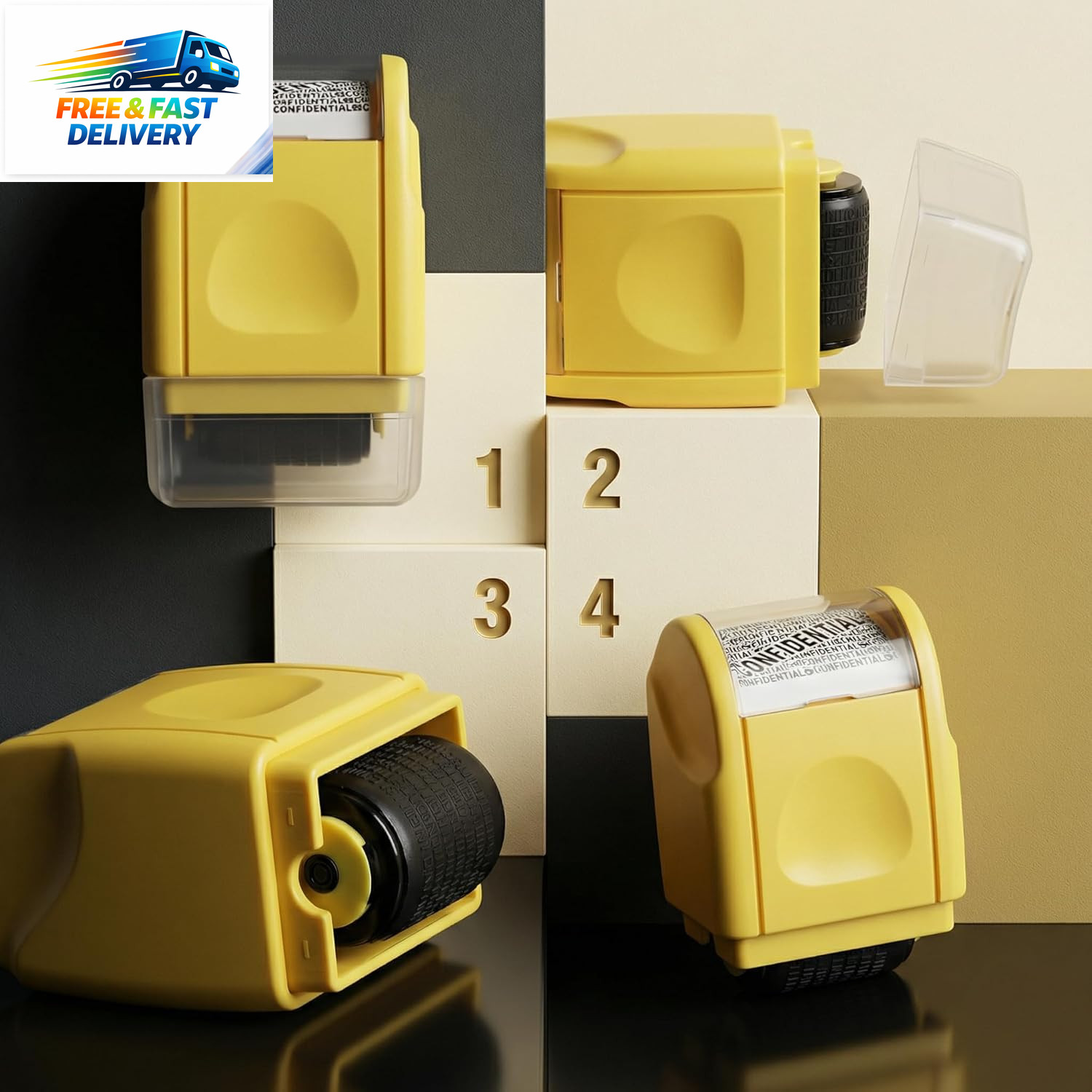 2 Pack Identity Protection Roller Stamp Identity Theft, Confidential, Privacy Ro