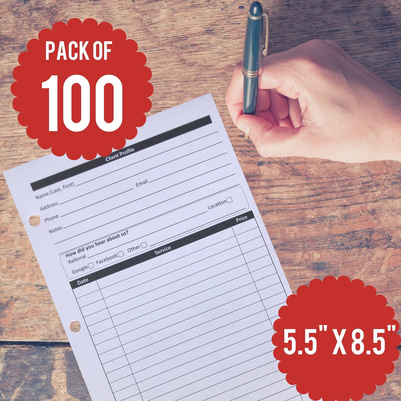 Small Business Client Profile Binder Cards 100 Pack, 5.5 X 8.5 Inches Client …
