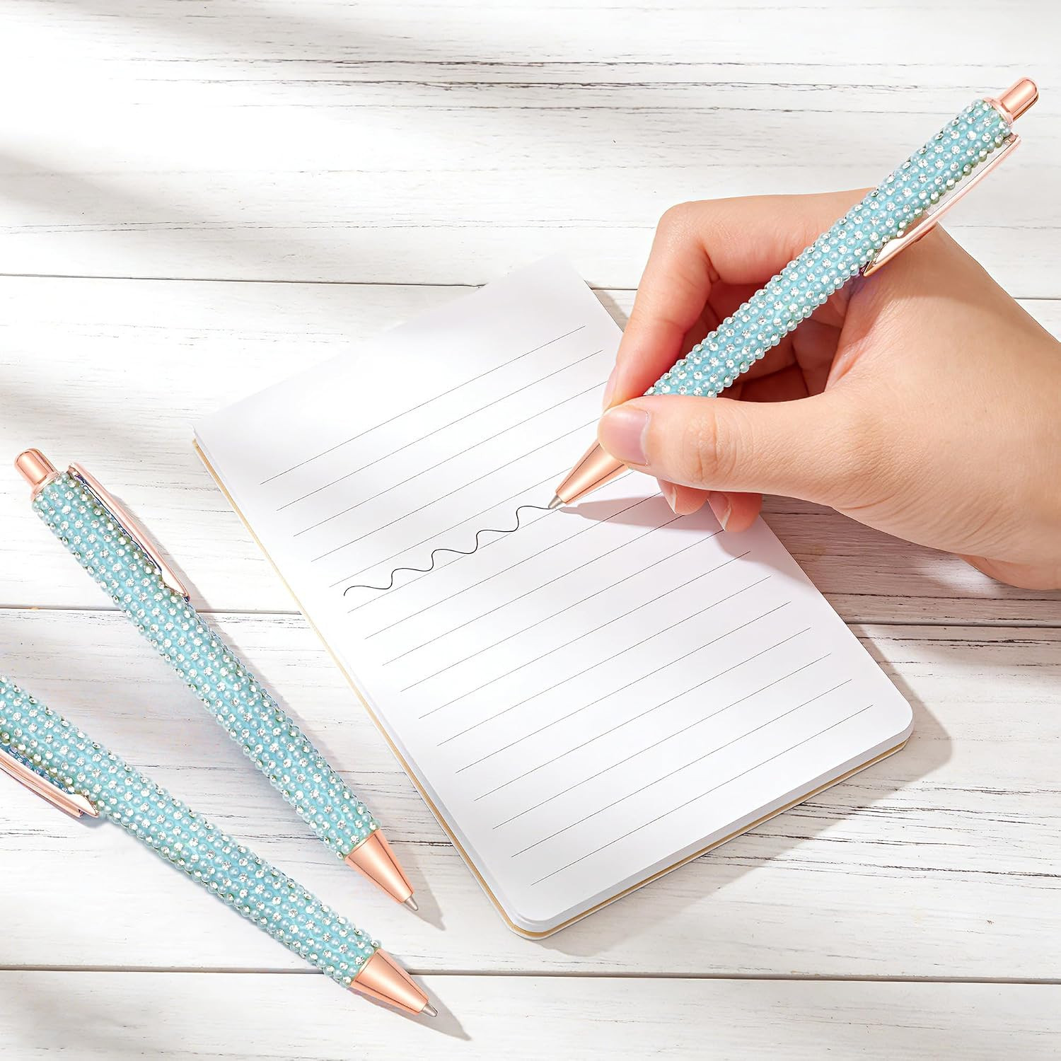 6Pcs Fancy Pens Glitter Cute Fun Pretty Rhinestones Metal Retractable Ballpoint