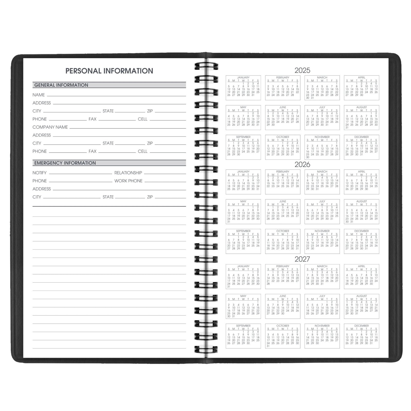 2026 Appointment Book Planner, Weekly, 5″ x 8″, Small, Hourly, Black (700750526)