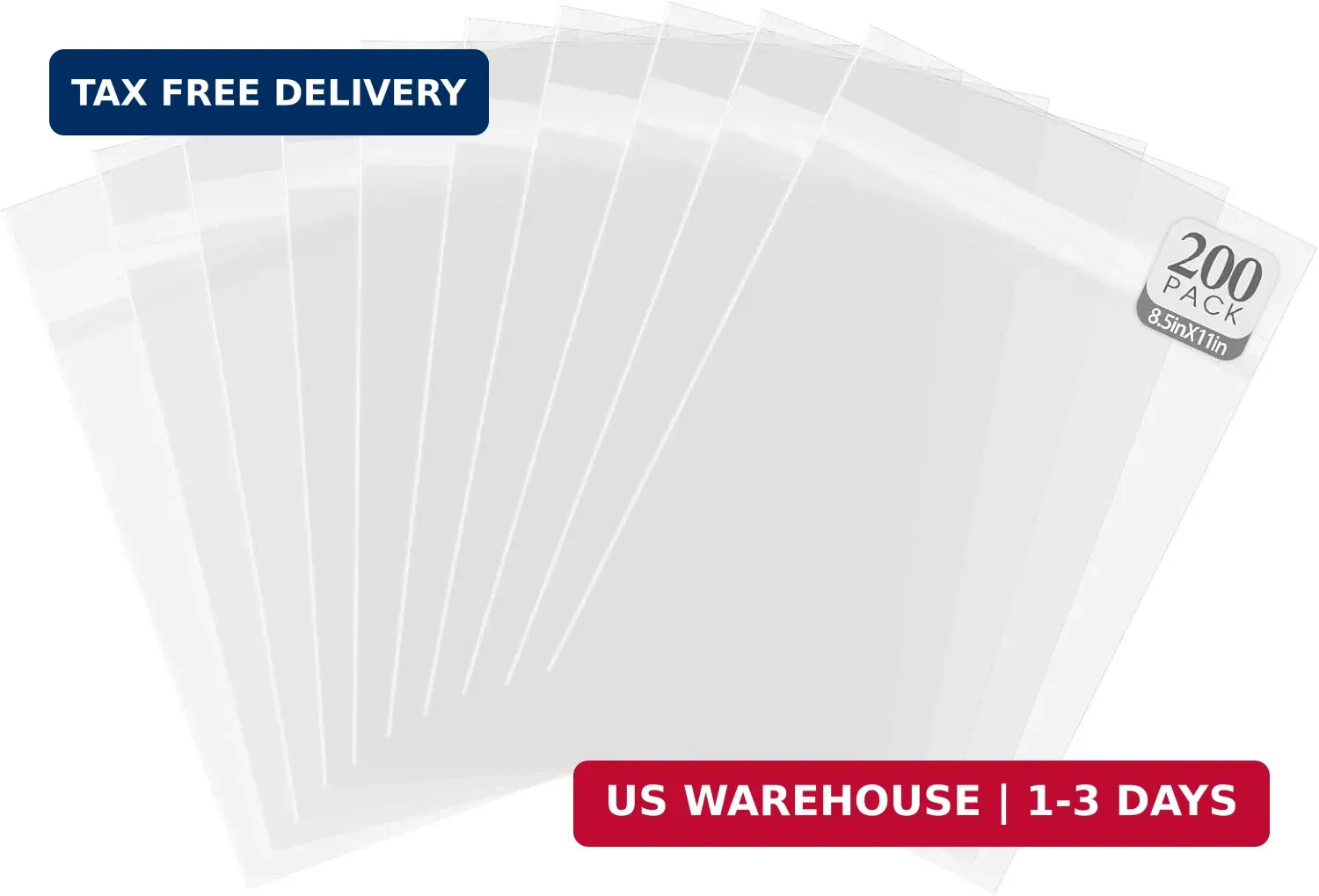200 Pack Acid-Free Crystal Clear Sleeves Storage Bags for 8.5×11 Art Prints, Pic
