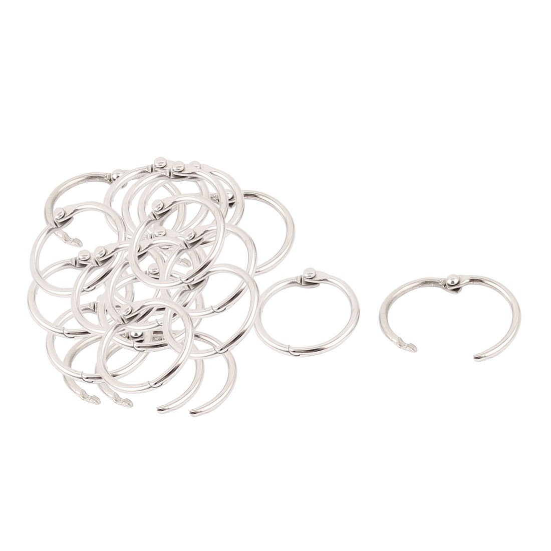 Office Metal Hinge Locking Looseleaf Book Binder Ring 20mm Dia Silver Tone 20pcs