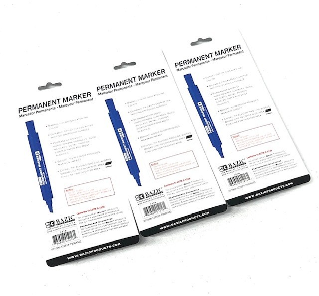 Bazic Permanent Markers 3 packs of 3 different colors red, blue, and black.