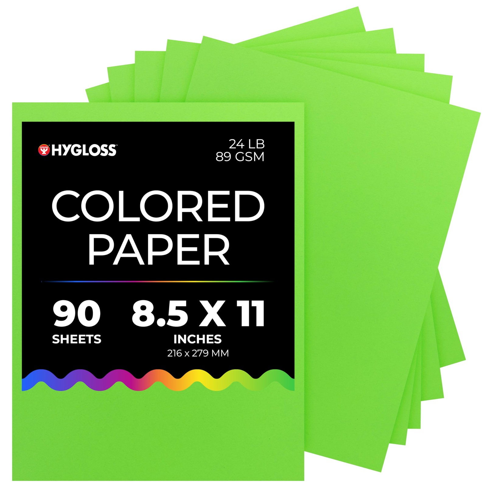 Hygloss Light Green Colored Paper – 24 lb, 89 gsm, 8.5 x 11 Inch,