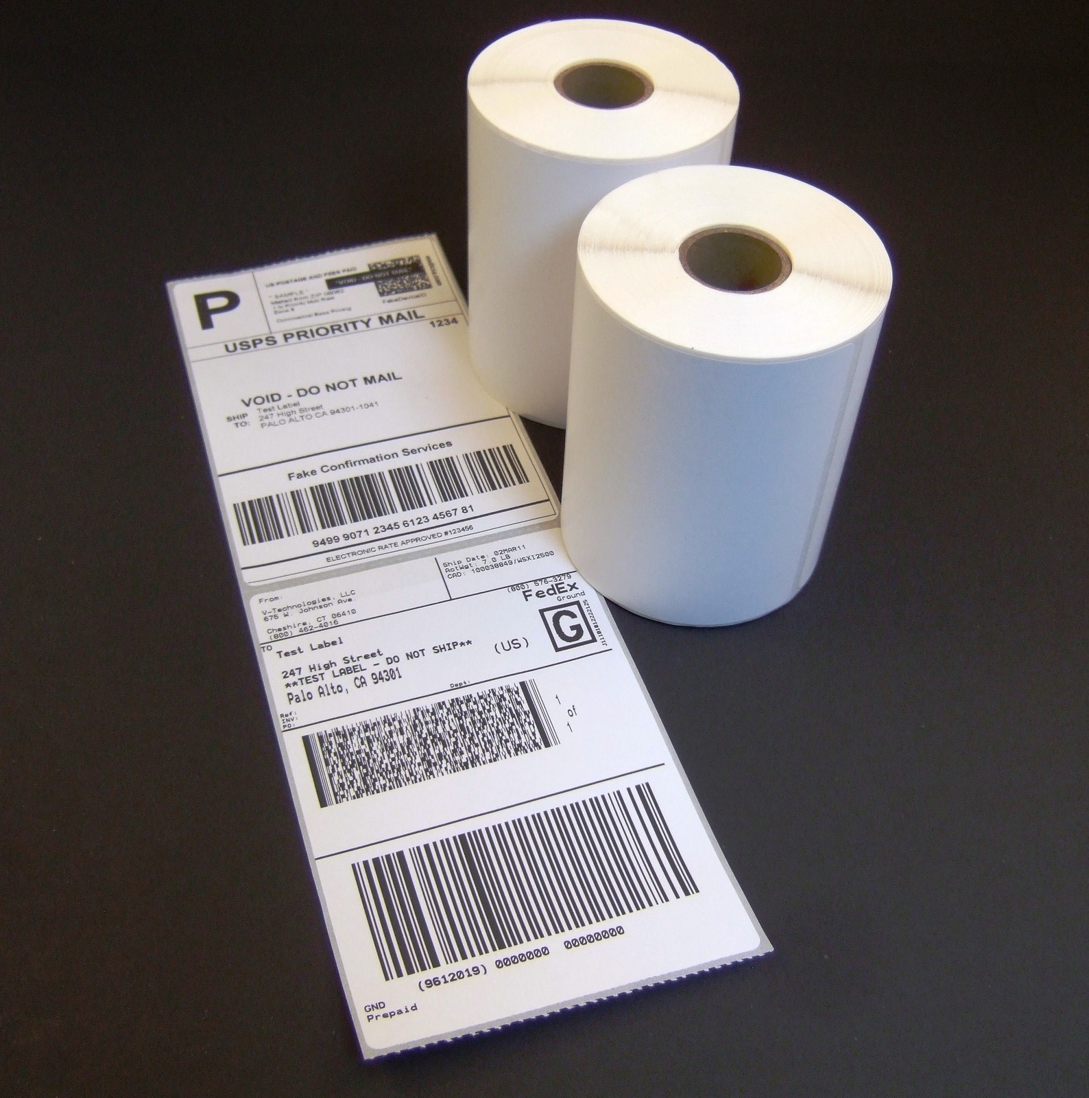 2 Rolls 4×6 Direct Thermal Shipping Labels – 250/roll – Zebra 2844 ZP450 Eltron