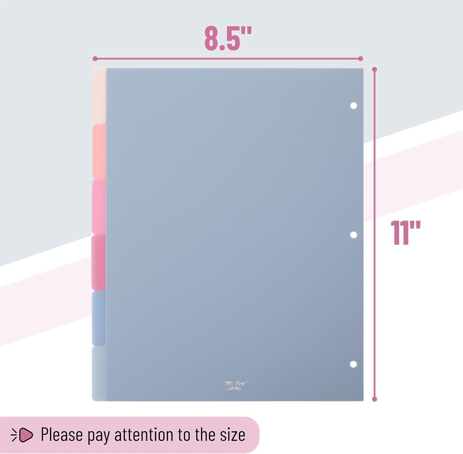 12-Pack Misty Plastic Binder Dividers with Tabs