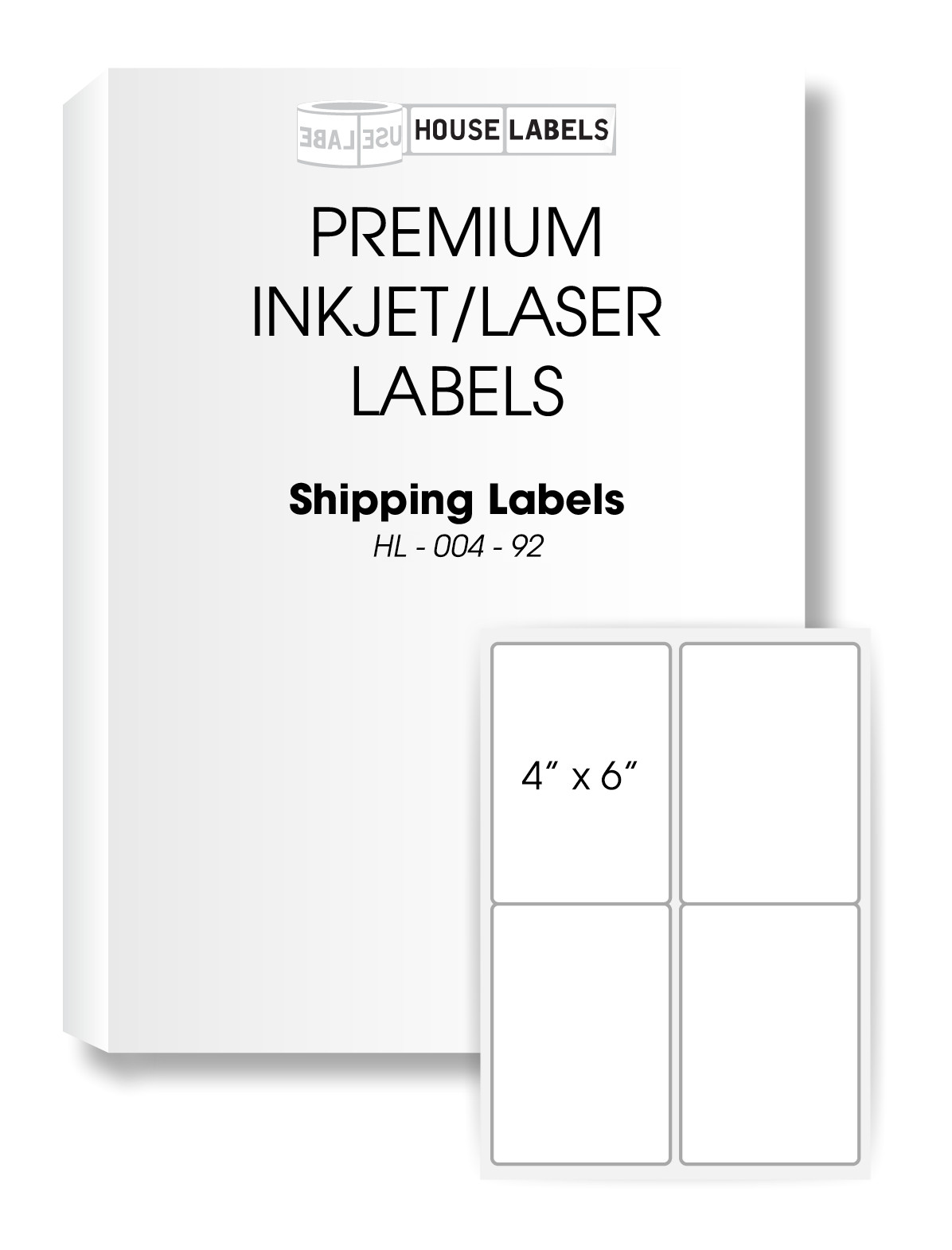 4×6 (4″ x 6″) 4 UP LARGE FORMAT LEGAL SIZE White Shipping Labels – (400) Sheets