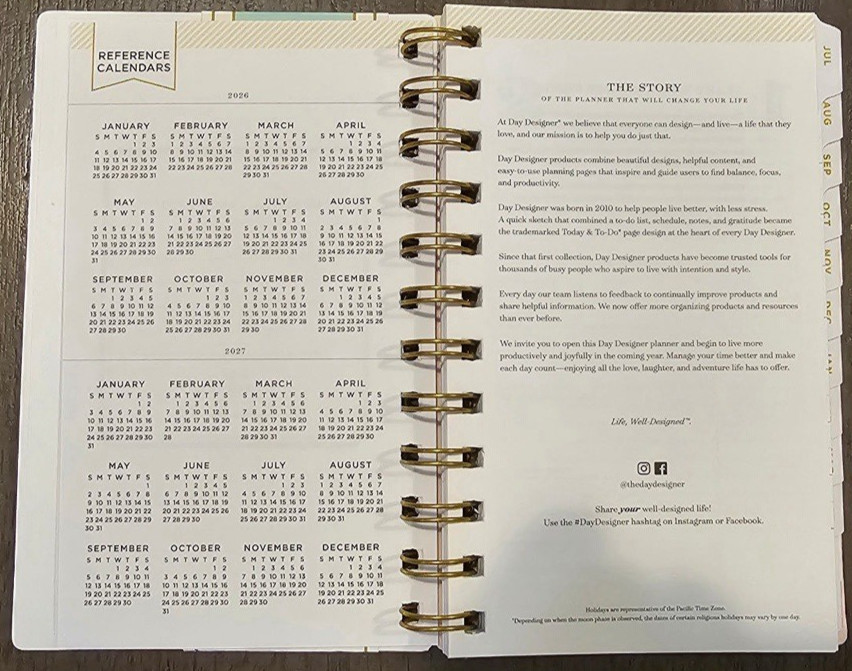 2026-2027 Blue Sky Day Designer Floral Cream Academic W&M Planner (3″ x 6″)