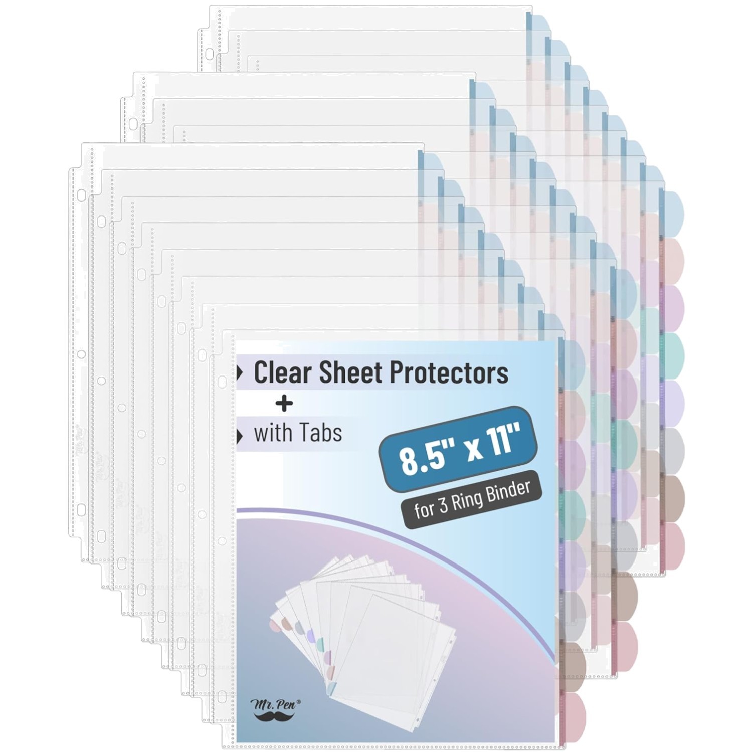 8-Tab Clear Sheet Protectors Bulk – 8.5×11 Inches, 24 Sets