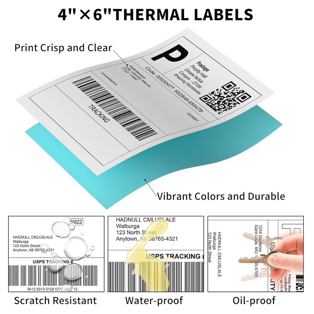 4000 Fanfold 4″ x 6″ Direct Thermal Shipping Barcode Labels for Zebra & Rollo US