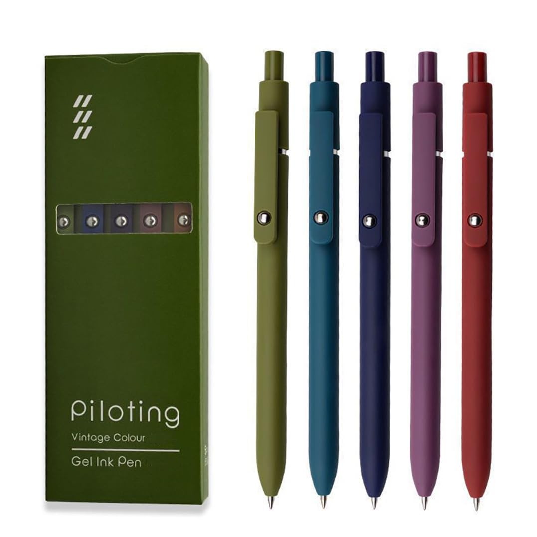5 Pcs Gel Pens Black Ink Medium Point Quick Dry Retractable Unisex Office Pro…