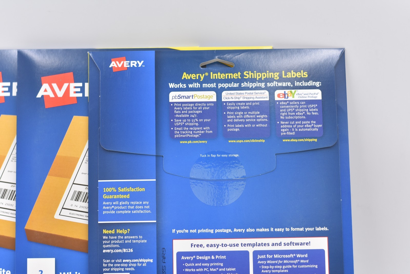 Lot of 3 Avery Half-Sheet Internet Shipping Labels Inkjet White 8126 (150 label
